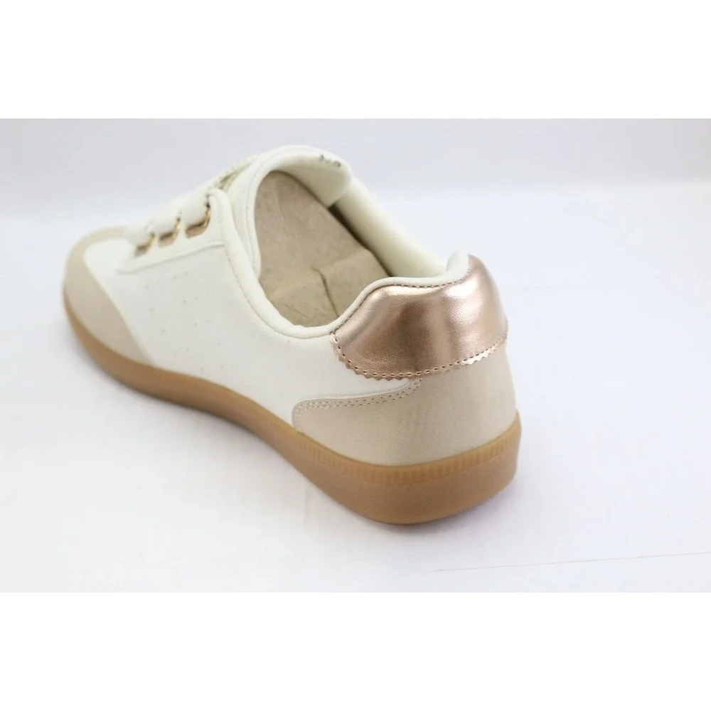 Dolce Vita White Tan Rose Gold Sneakers Size 8.5 Womens Quick Hook & Loop NEW